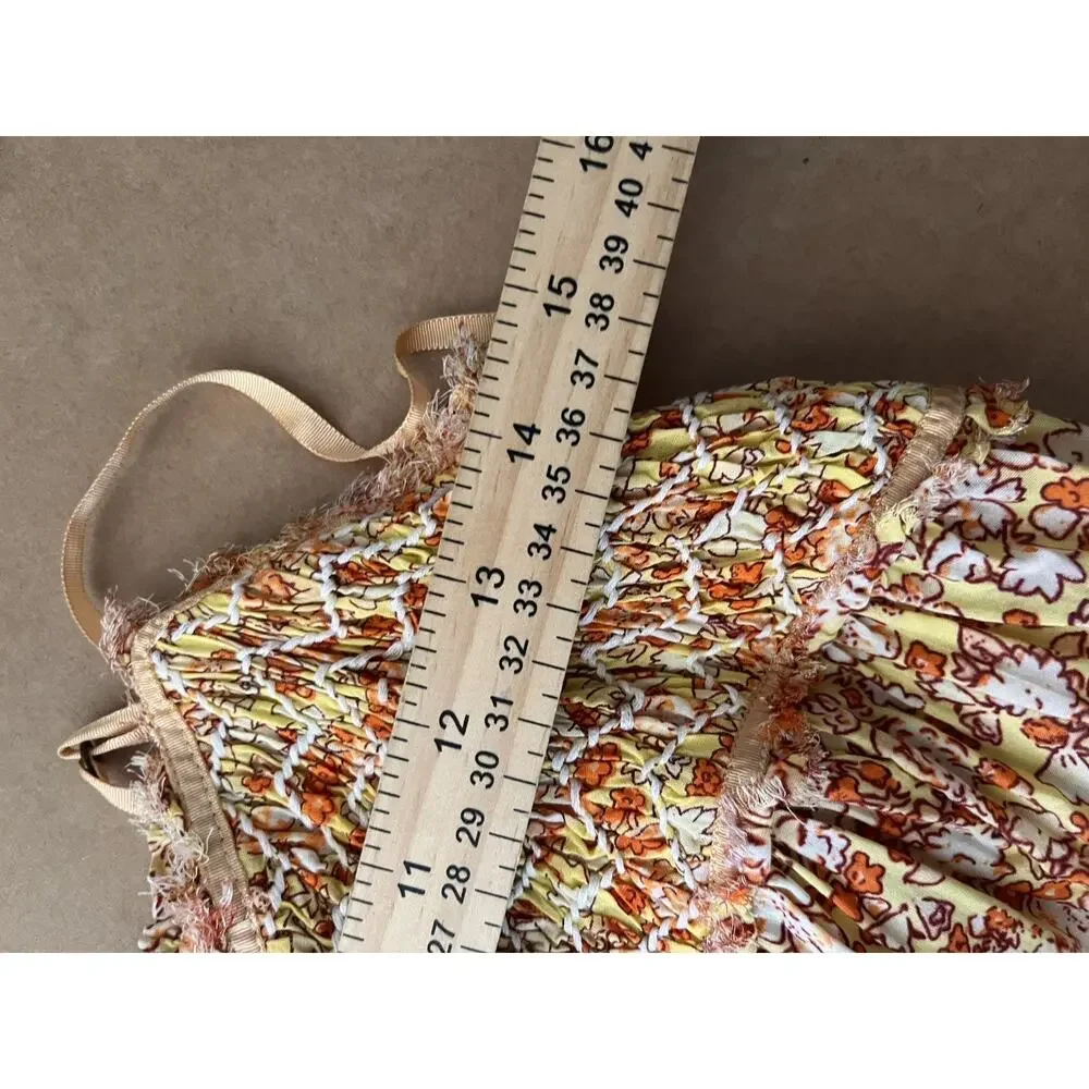 Free People Molly Jo Floral Maxi Dress Womens XL Smocked Open Back Boho